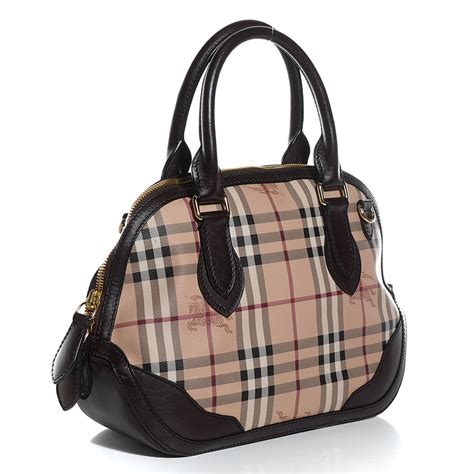 burberry haymarket small orchard bowling bag|Burberry Haymarket Canvas/Chocolate Leather Small Orchard .